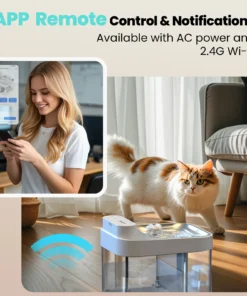 Cat Water Fountain 2.4G WiFi App Control, 5000mAh Battery, Separate Clean & Waste Water, Automatic Pet Water Dispenser