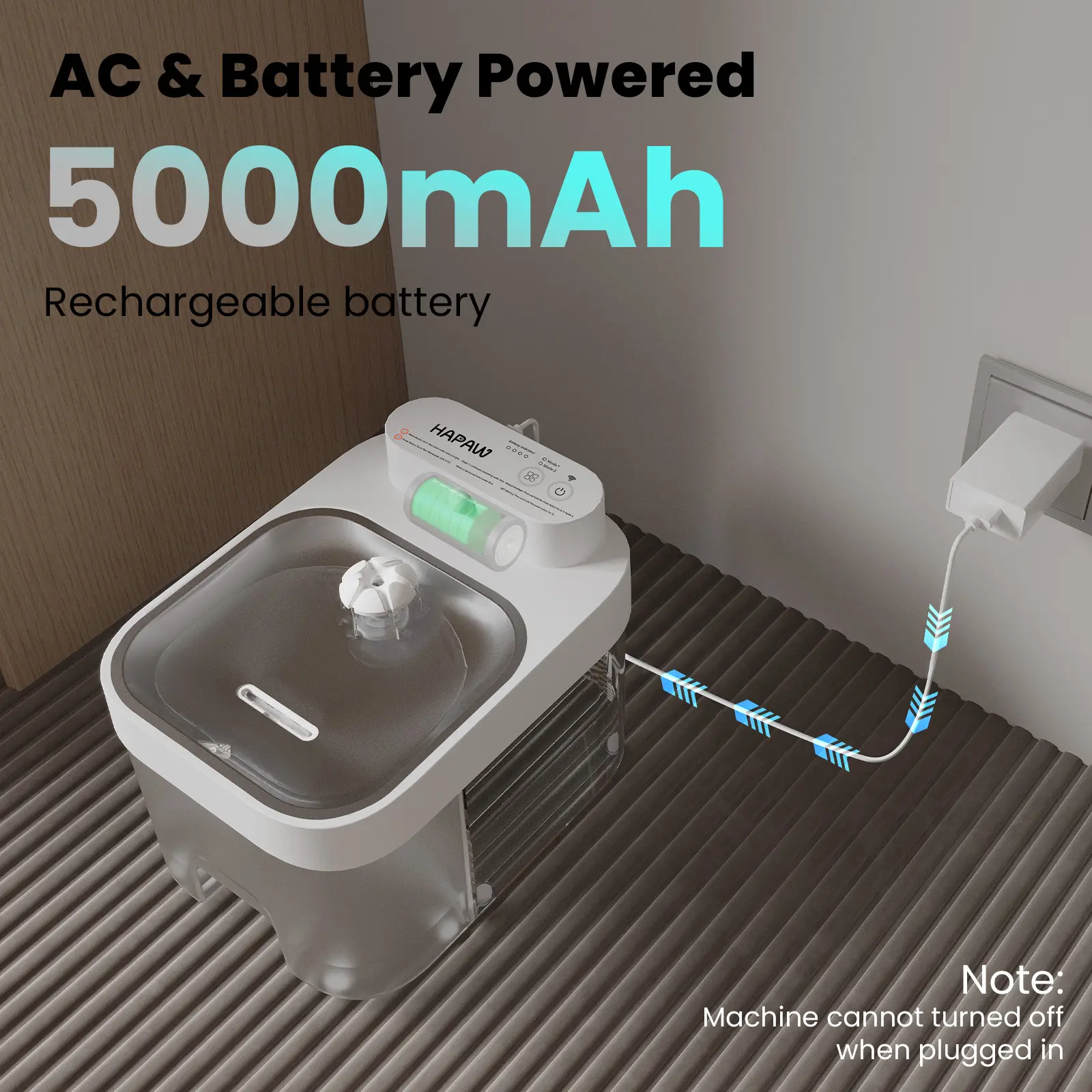 Cat Water Fountain 2.4G WiFi App Control, 5000mAh Battery, Separate Clean & Waste Water, Automatic Pet Water Dispenser - 图片 7